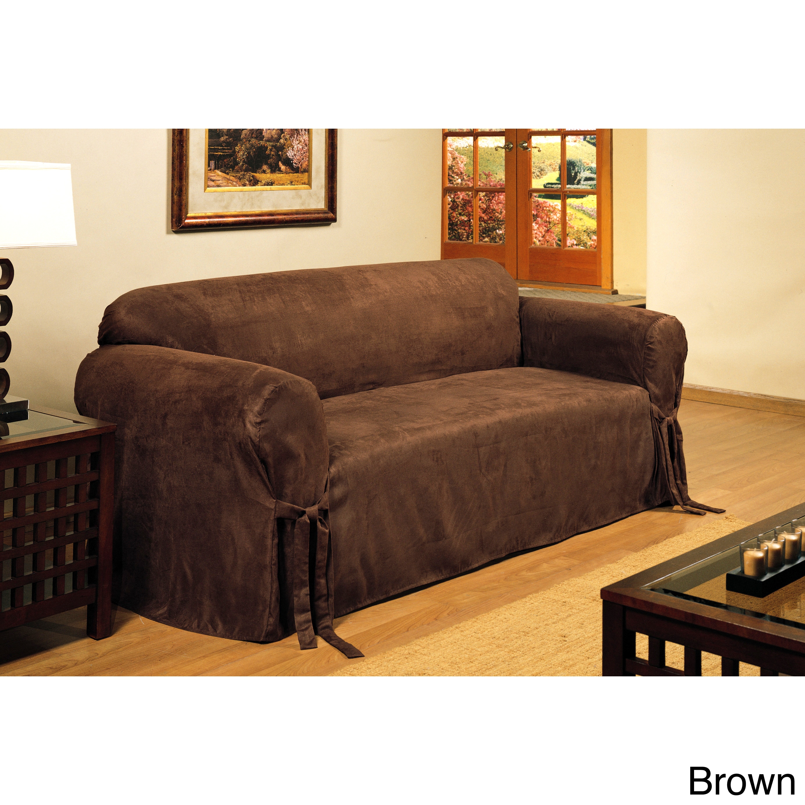 Classic+Slipcovers+Microfiber+Velvet+Loveseat+Slipcover for sale online