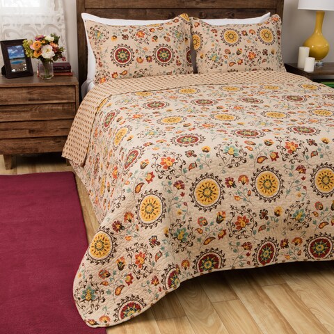 Greenland Home Fashions Andorra Oversized Reversible Cotton Quilt Set