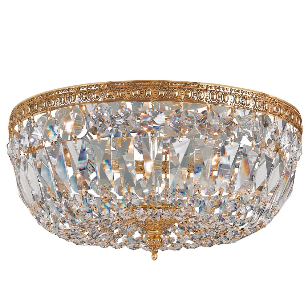 Crystorama 3 Light Clear Hand Cut Brass Ceiling Mount III - 16'' W x 9'' H