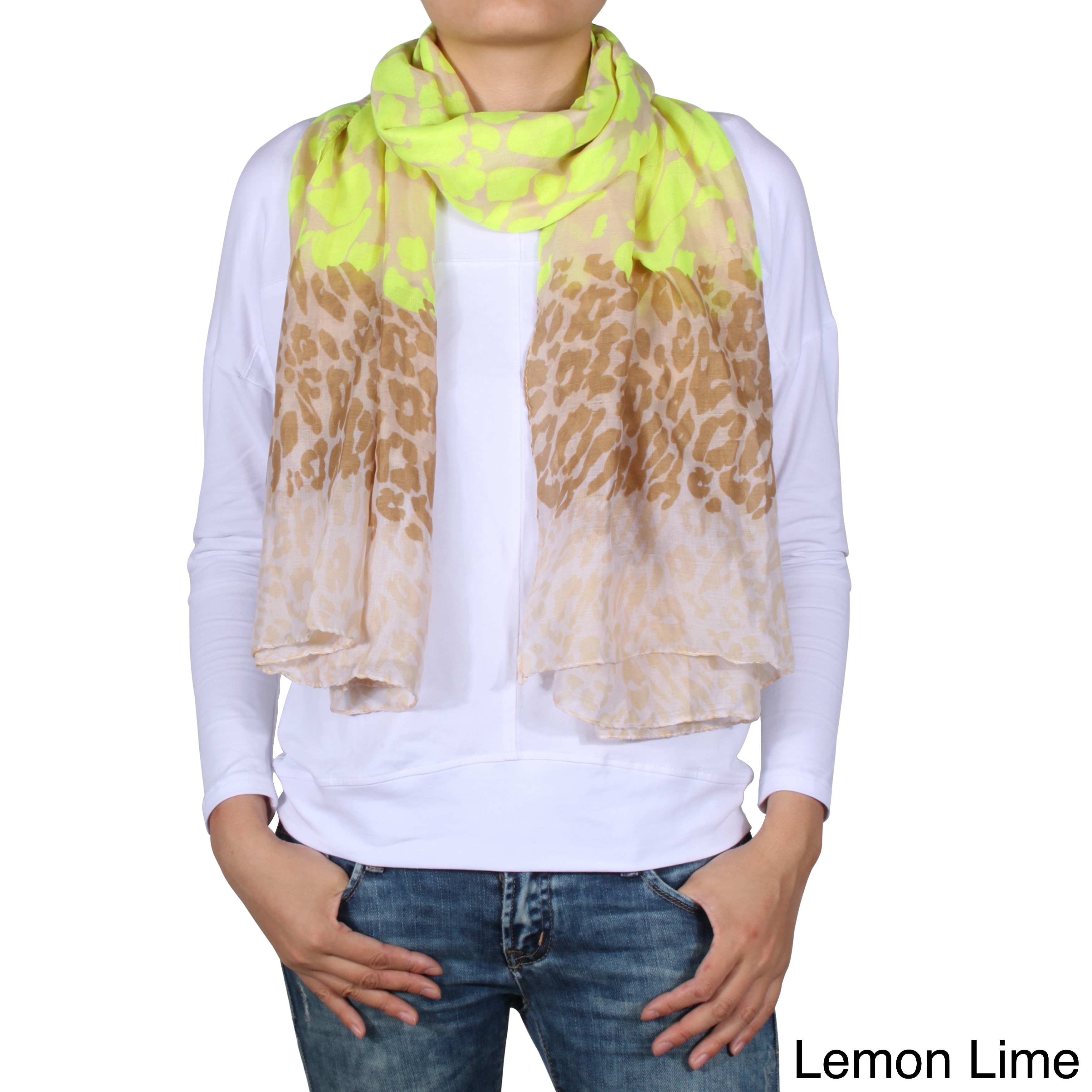 La77 Women Neon Leopard Print Scarf