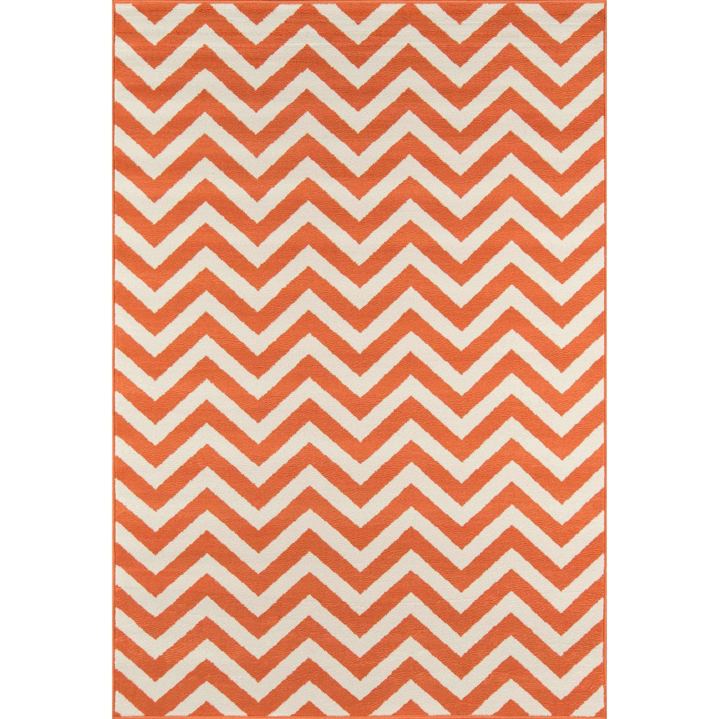 Indoor/outdoor Orange Chevron Rug (53 X 76)