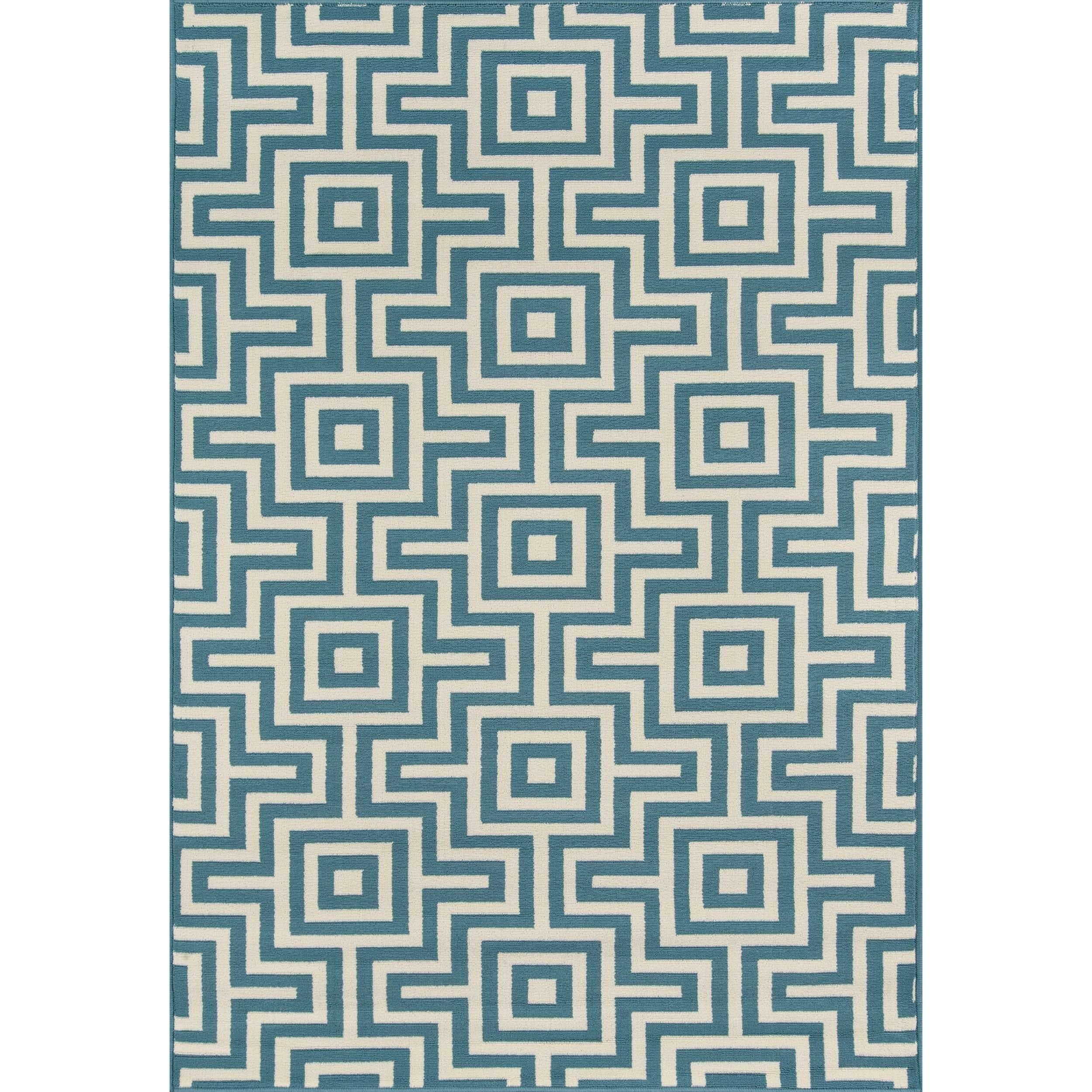 Indoor/outdoor Blue Retro Rug (710 X 1010)