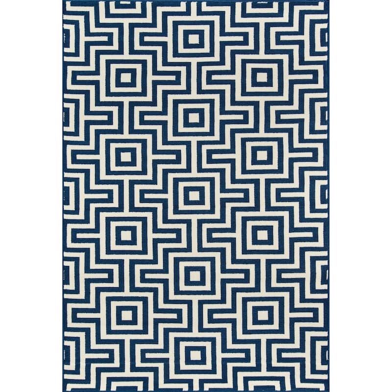 Momeni Baja Retro Indoor Outdoor Rug - 1'8" x 3'7" - Navy