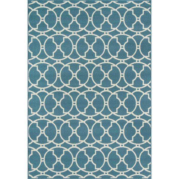 Momeni Baja Moroccan Tile Blue Indoor/Outdoor Area Rug - 8'6" x 13'