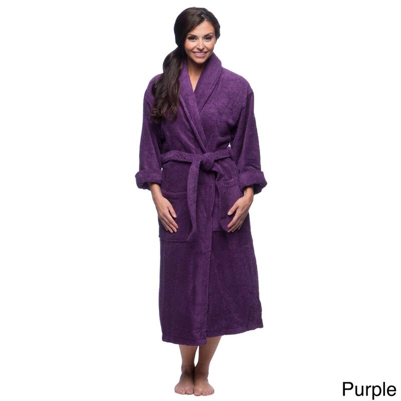 Classic Turkish Cotton Thick Luxurious Shawl Collar Bathrobe - M - Purple