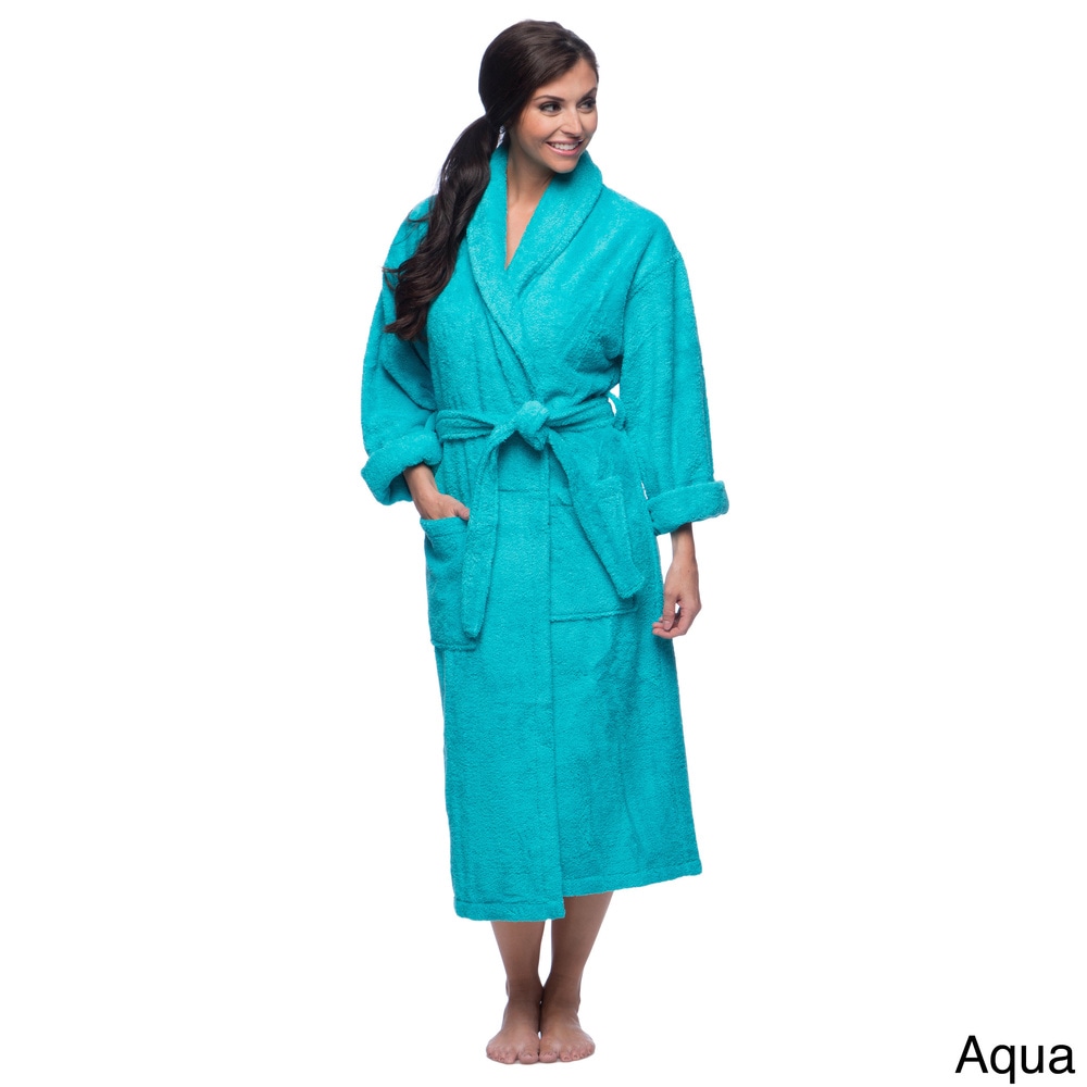 Classic Turkish Towels Aqua Shawl Collar 550 GSM Turkish Terry Cloth Robe