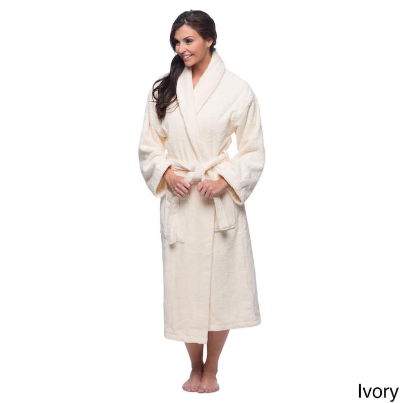 Classic Turkish Cotton Thick Luxurious Shawl Collar Bathrobe - M - Ivory