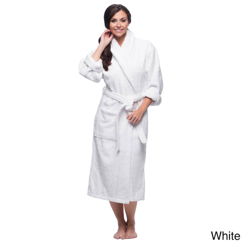 Classic Turkish Cotton Thick Luxurious Shawl Collar Bathrobe - M - Navy