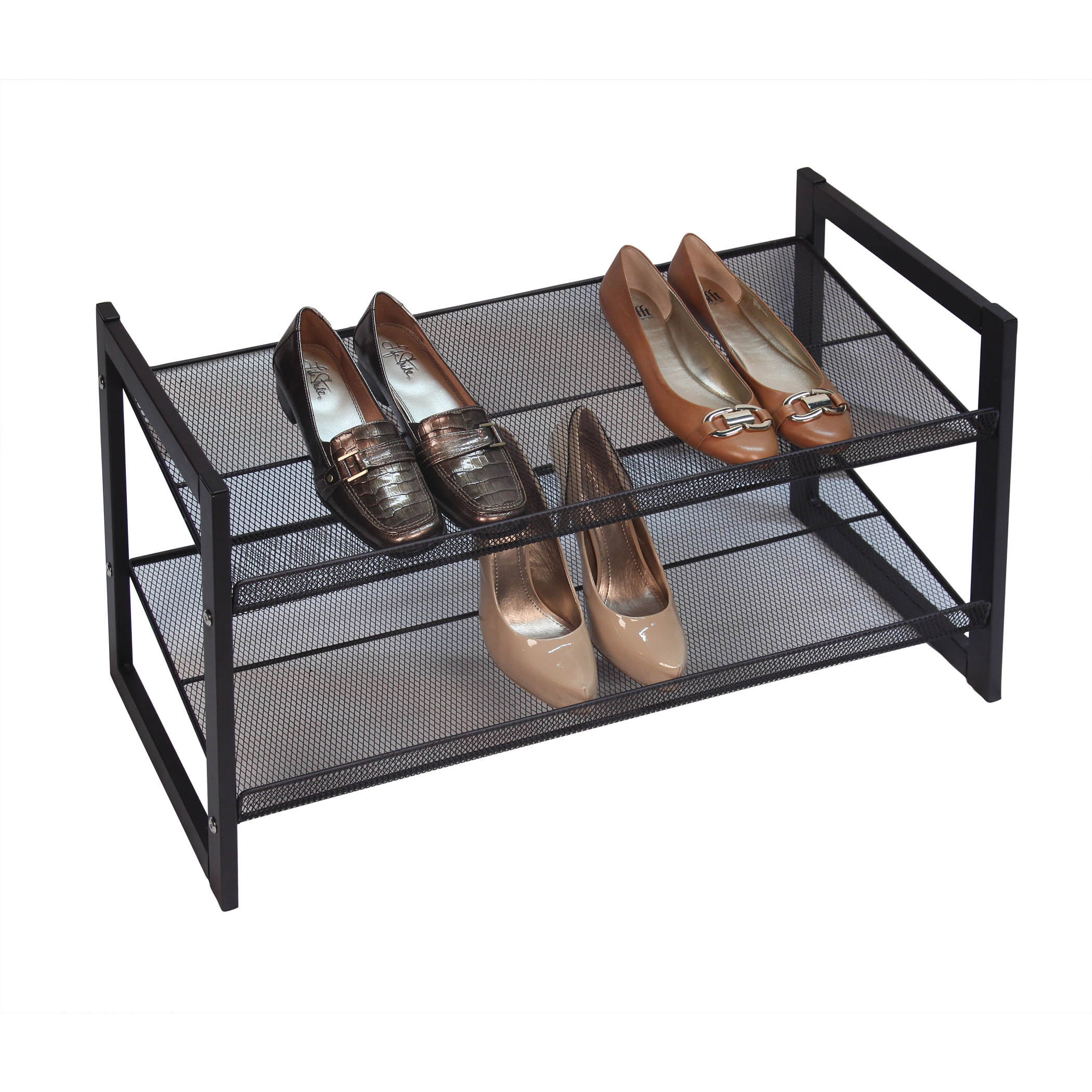 Shop Richards Homewares Metallic Bronze 2 Tier Angled Stackable Shoe Rack Overstock 8104559