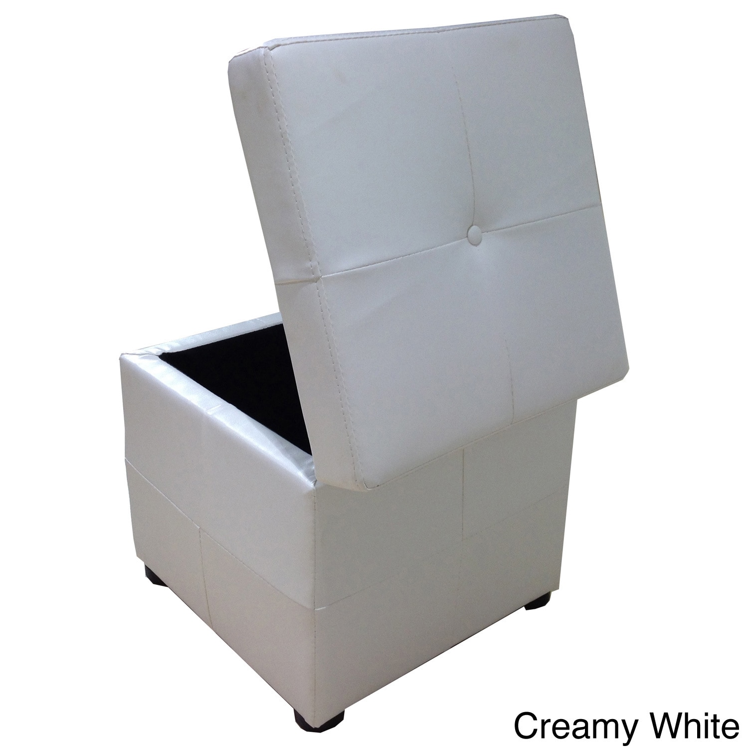 Leatherette Upholstered Storage Cube Ottoman