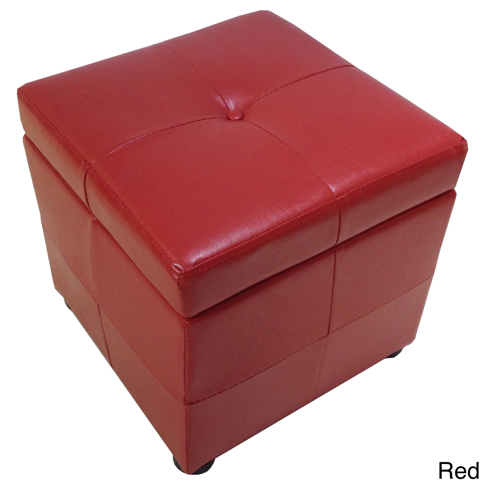 Leatherette Upholstered Storage Cube Ottoman