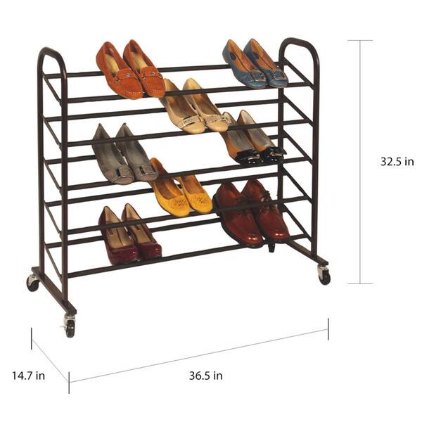 Shop Black Friday Deals On Richards Homewares Bronze Rolling 25 Pair Shoe Rack Overstock 8104567