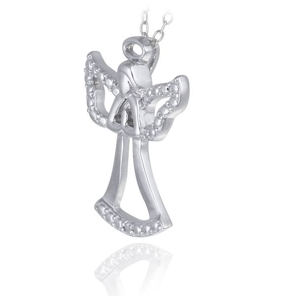 18" 925 Silver Diamond Accent Praying Angel Necklace 18" 925 Silver Diamond Accent Praying Angel Necklace