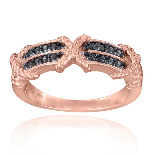 Shop DB Designs 18k Rose Gold over Silver Black Diamond Accent 'X' Ring