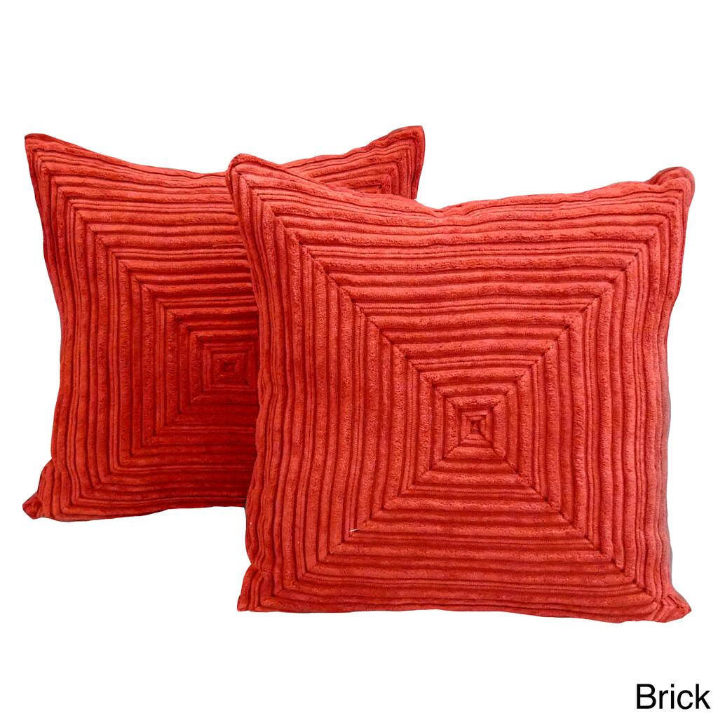Patterson Ribbed Plush 18 x 18-inch Throw Pillows (Set of 2)