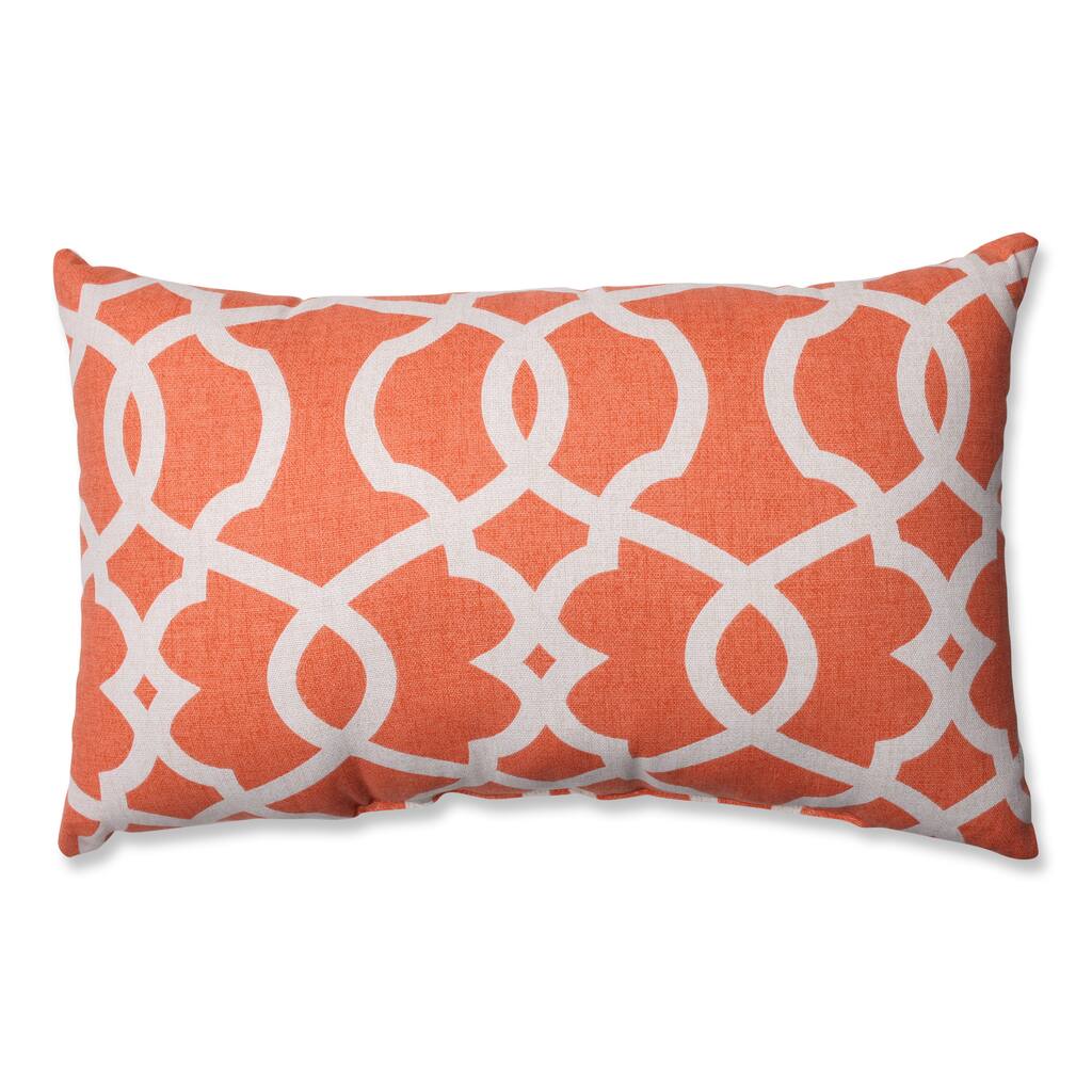 Pillow Perfect Lattice Damask Tangerine Rectangular Throw Pillow