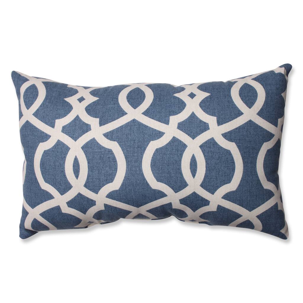 Pillow Perfect Lattice Damask Blue Rectangular Throw Pillow