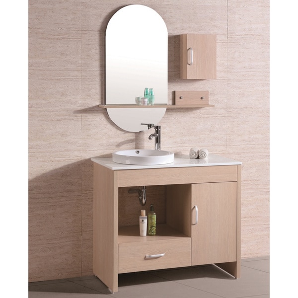 Artificial Stone Top Single Sink Bathroom Vanity with Mirror and Wall Cabinet Bathroom Vanities