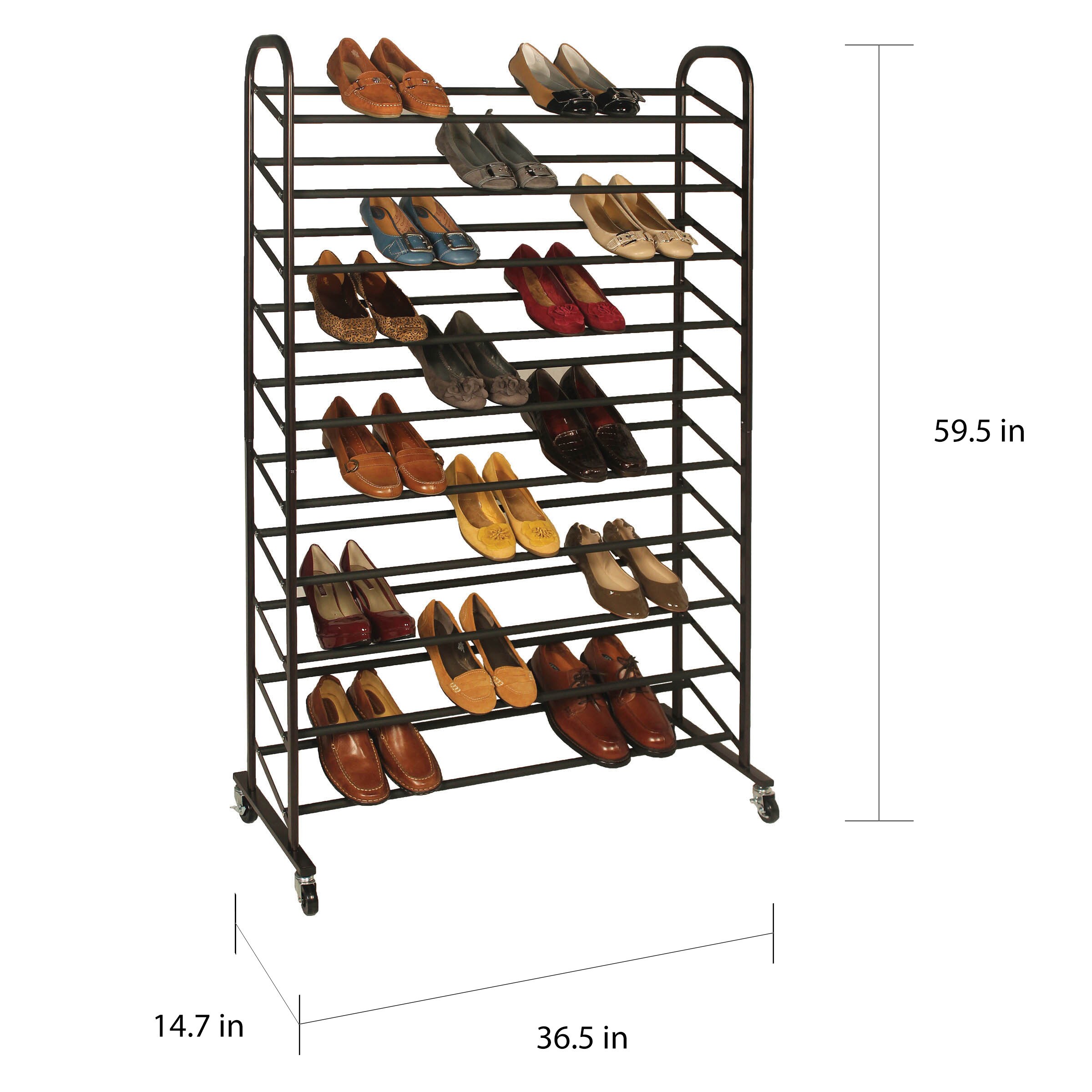 Shop Black Friday Deals On Richards Homewares Bronze Rolling 50 Pair Shoe Rack Overstock 8107507