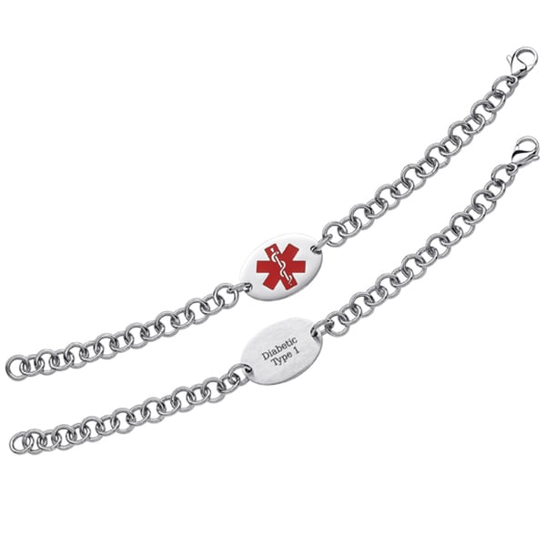 Stainless Steel Engraved Oval Medical Alert ID Bracelet Stainless Steel Bracelets