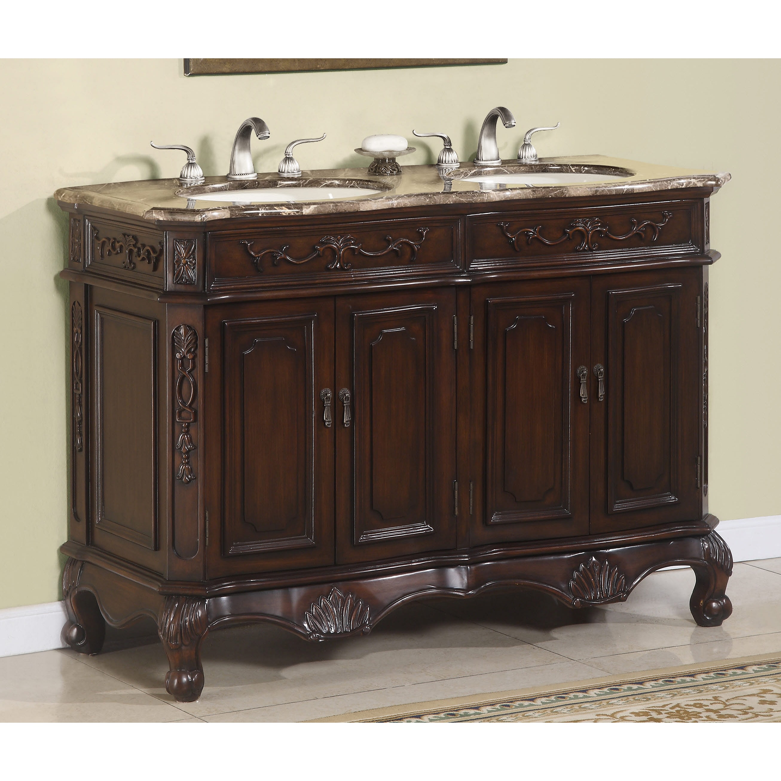 Ica Furniture Hestia 50 inch Marble top Double Vanity Brown Size Double Vanities