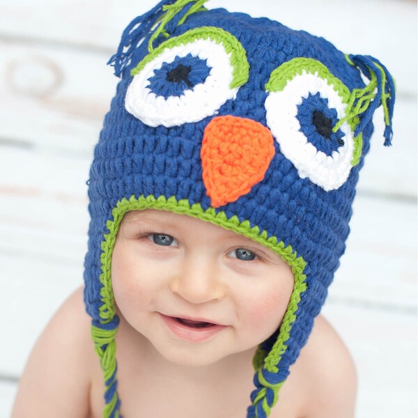 Shop Handmade Boy's Navy Owl Knit Hat - Free Shipping On Orders Over ...