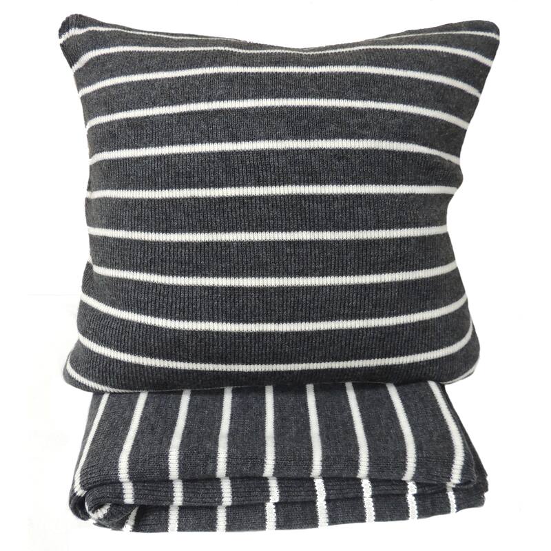 Daniel Grey Striped Throw or 20-inch Throw Pillow