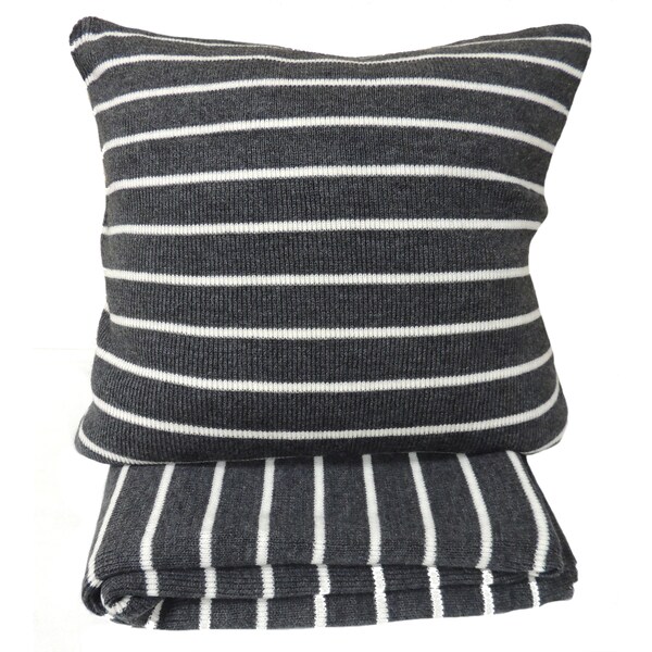 Daniel Grey Striped Throw or 20 inch Throw Pillow