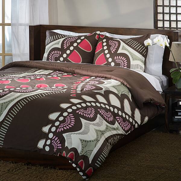 Shop Funky Floral Reversible 3 Piece Cotton Comforter Set Free