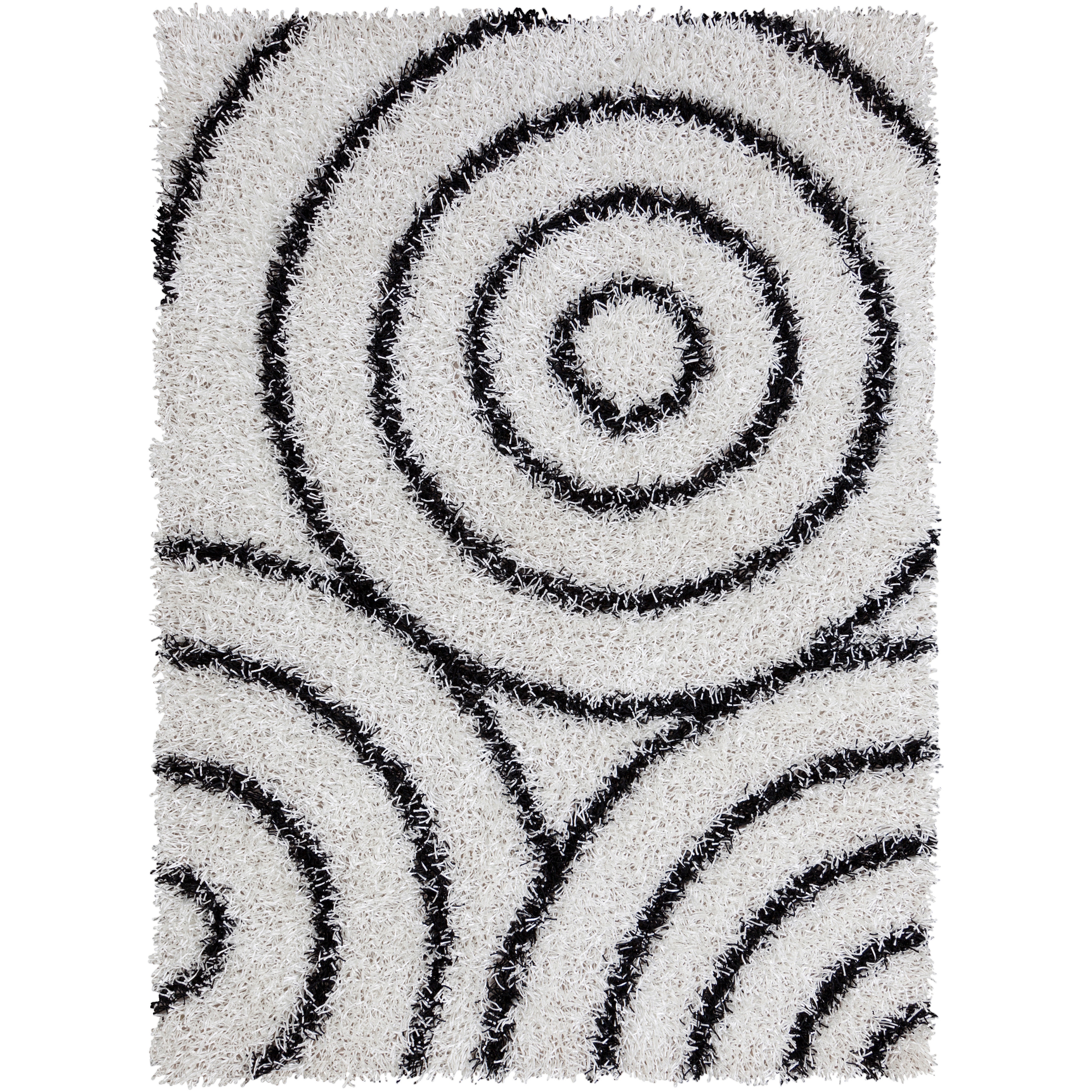 Mandara Hand tufted White/ Black Shag Rug (3 X 5)