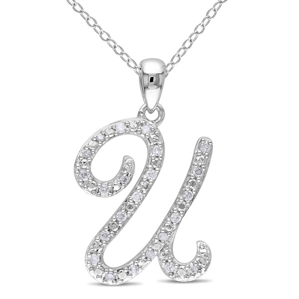 Miadora Sterling Silver 1/6ct TDW Diamond Initial Necklace