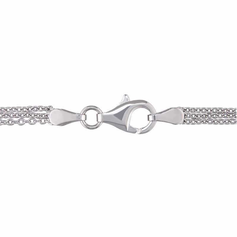 Miadora Sterling Silver Created White Sapphire Heart Necklace