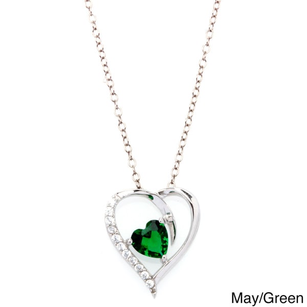 Dazzling Sterling Silver MOM Open Heart Red January Birthstone Pendant Necklace 18