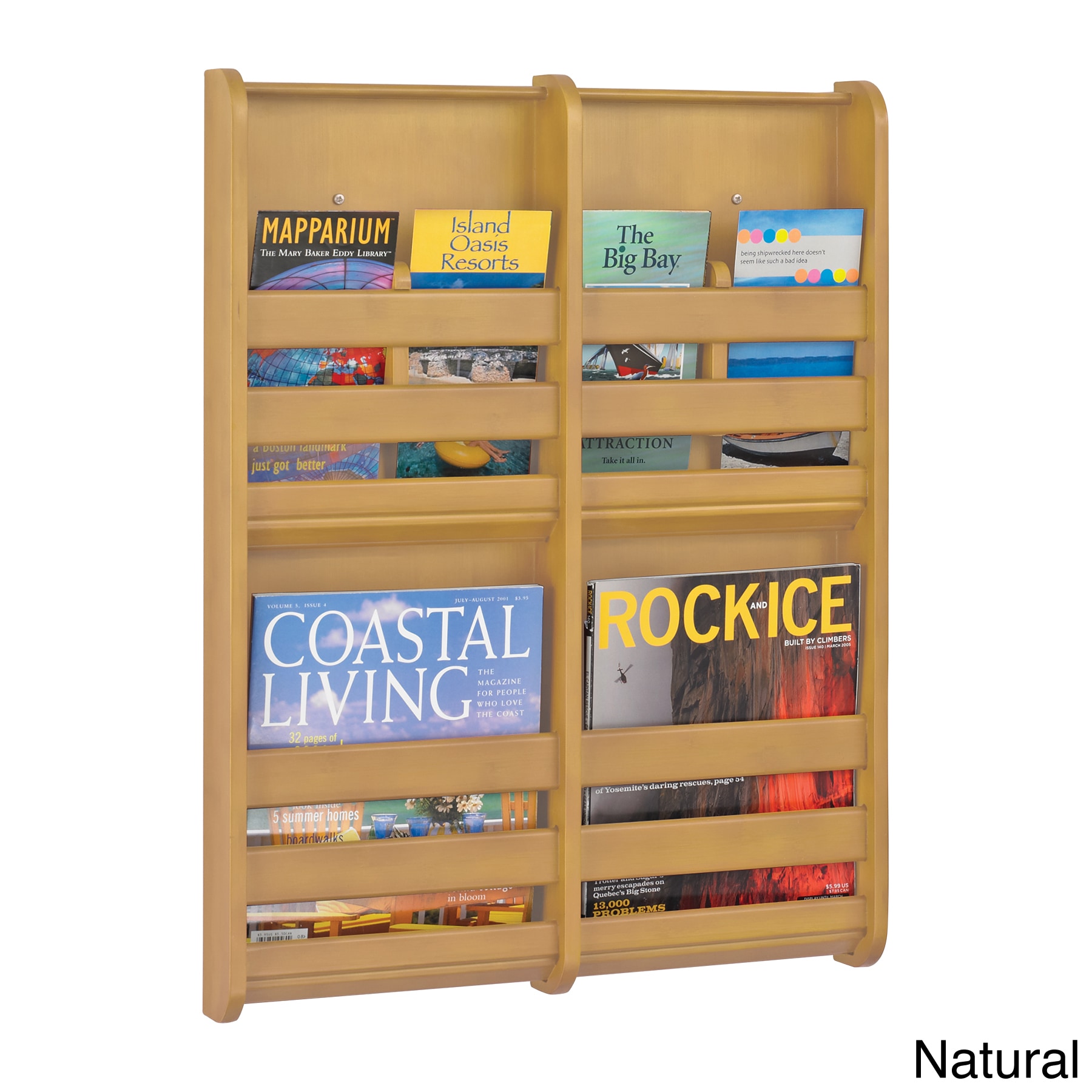 Safco 4 Pocket Bamboo Magazine Wall Rack