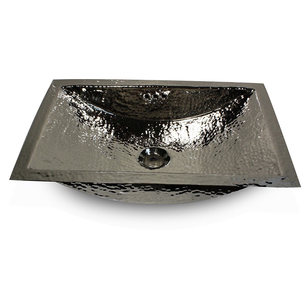 24 Inch Artisan Hammered Nickel Undermount Bathroom Sink Silver