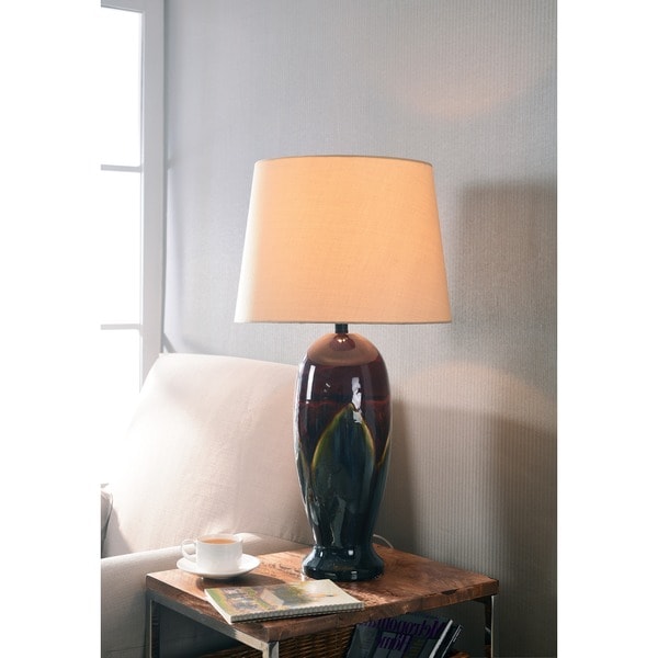 Design Craft Flowing 30" Table Lamp - Red/ Blue Ceramic Glaze