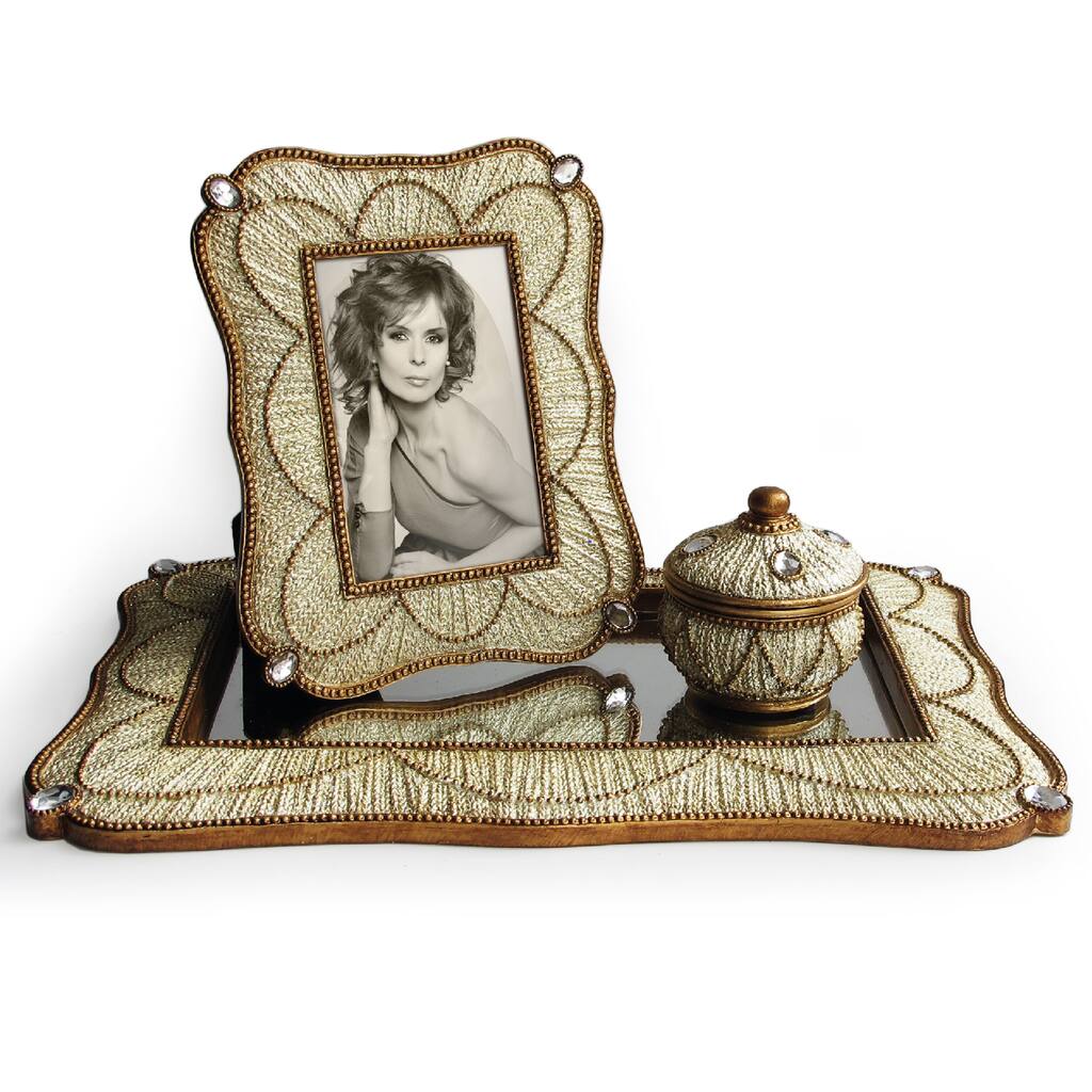 Mirror Glass and Goldtone 3-piece Vanity Set