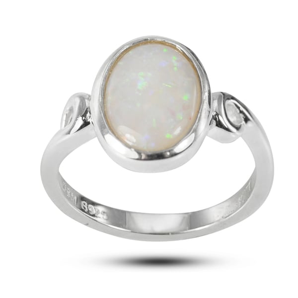 Shop De Buman Sterling Silver 8 mm wide x 10 mm long Genuine Opal Ring ...