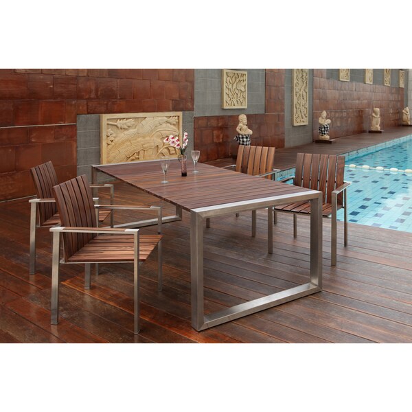 Abbyson Living Alexandria Titanium Stainless Steel Outdoor Dining Set
