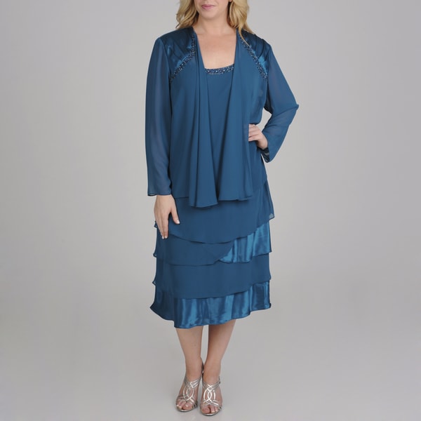 S.L. Fashions Plus Size 2-piece Chiffon Jacket Dress - Free Shipping ...