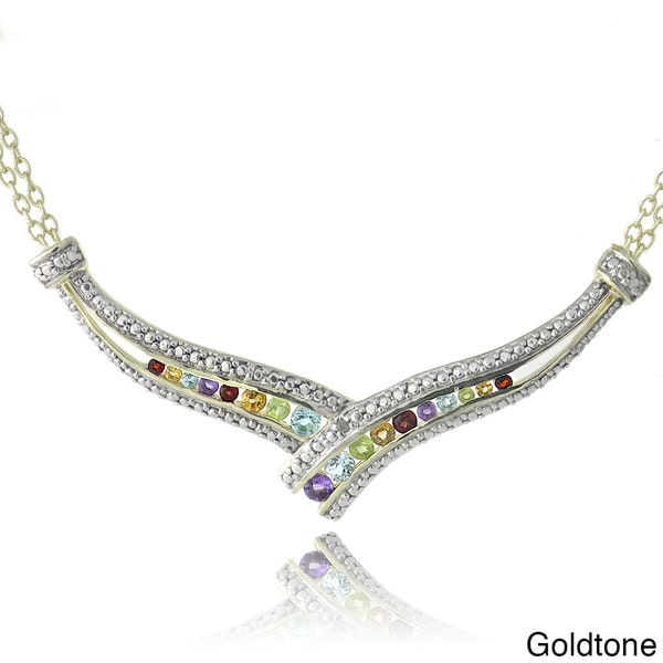 Glitzy Rocks Multi gemstone Frontal Crossover Necklace