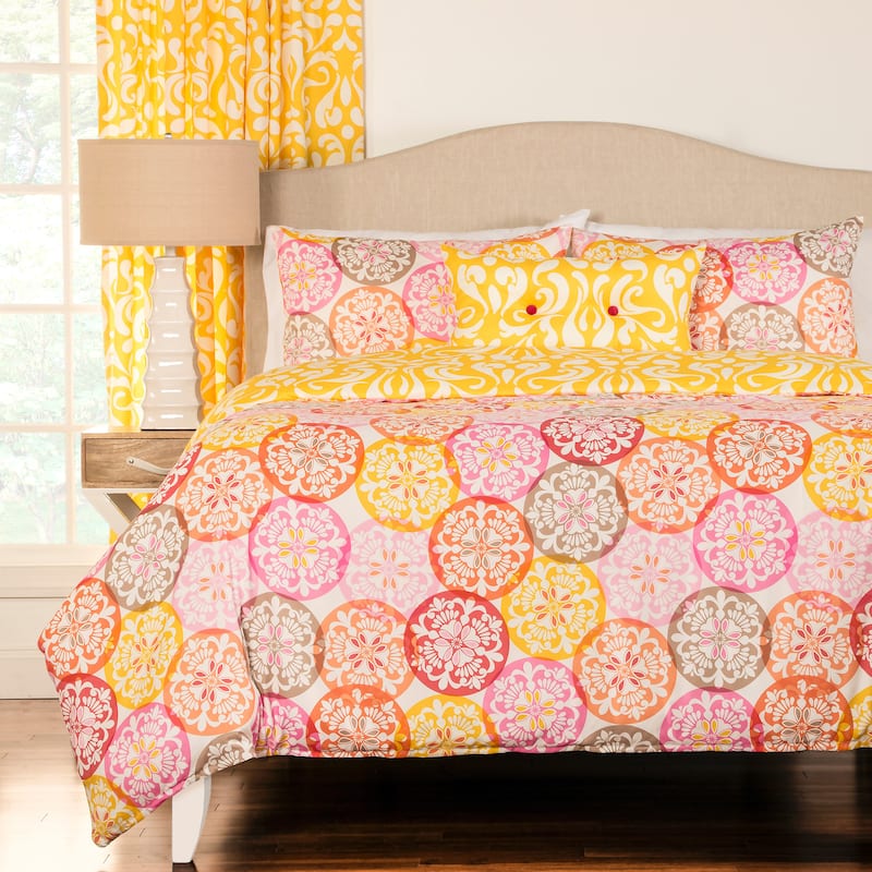 Porch & Den Bogard 4-piece Reversible Duvet Cover Set - Orange - King