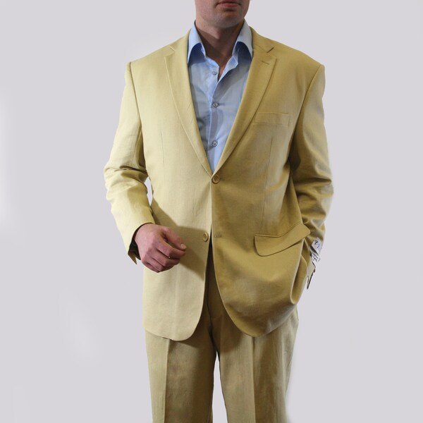 Any Ocation Vitto Men's Tan Linen Suit Free Shipping Today