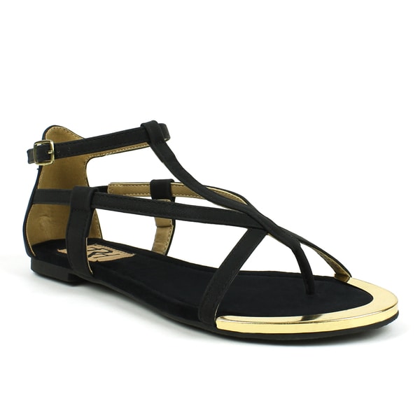 Fahrenheit Women's 'Famke 06' Metallic Toe Strappy Sandals Fahrenheit Sandals