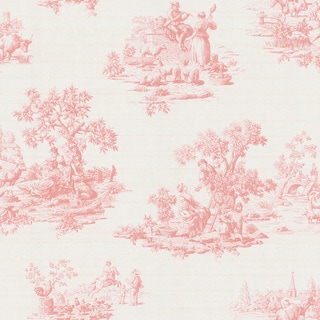 Shop Brewster Pink Vintage Toile Wallpaper Free Shipping
