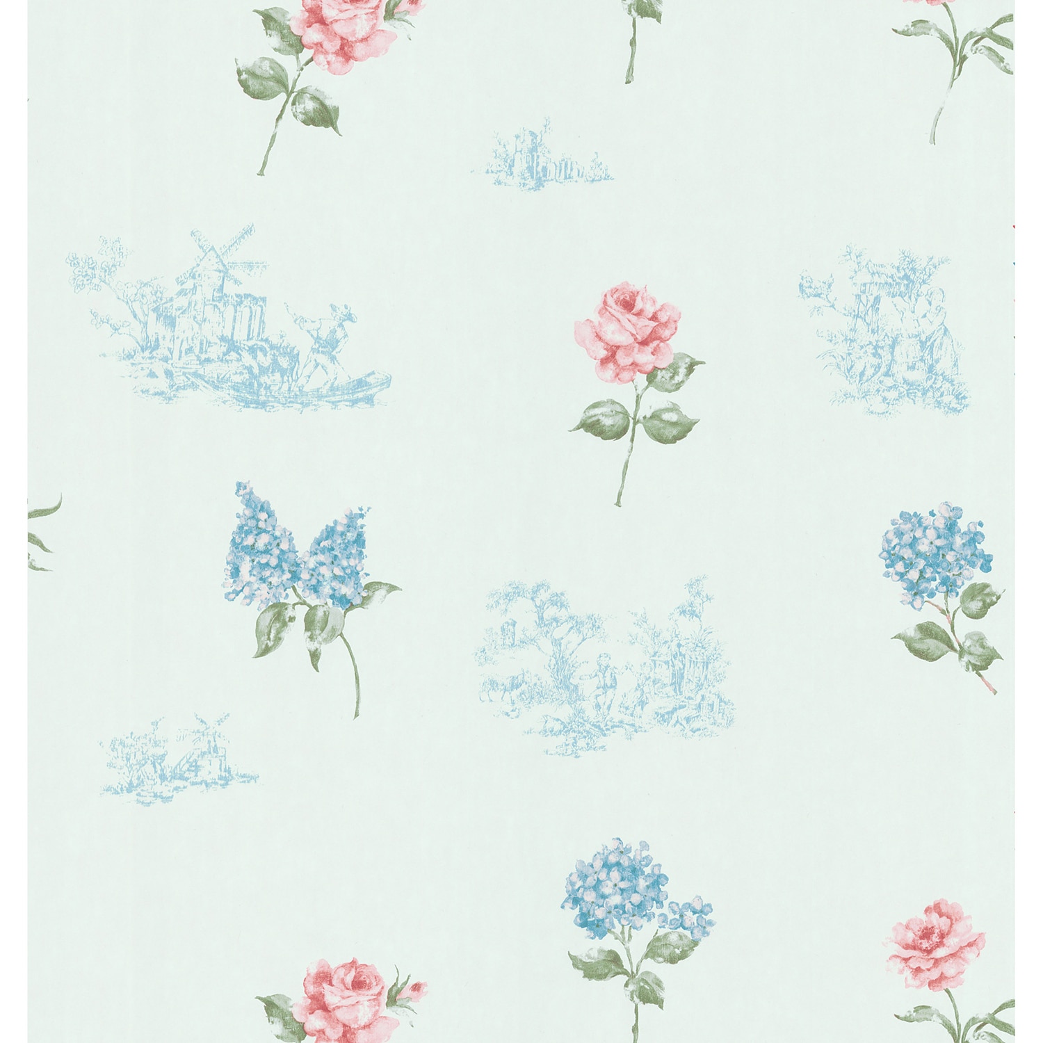 Shop Brewster Home Fashions Light Blue Floral Toile Wallpaper - Free ...