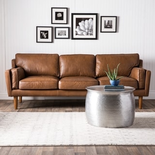 Strick & Bolton Beatnik Oxford Leather Tan Sofa