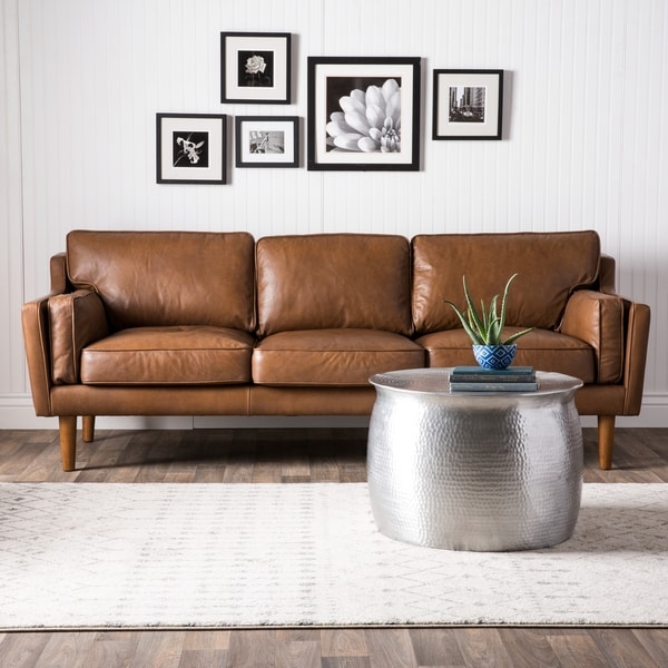 Shop Jasper Laine Beatnik Oxford Leather Tan Sofa - Free 