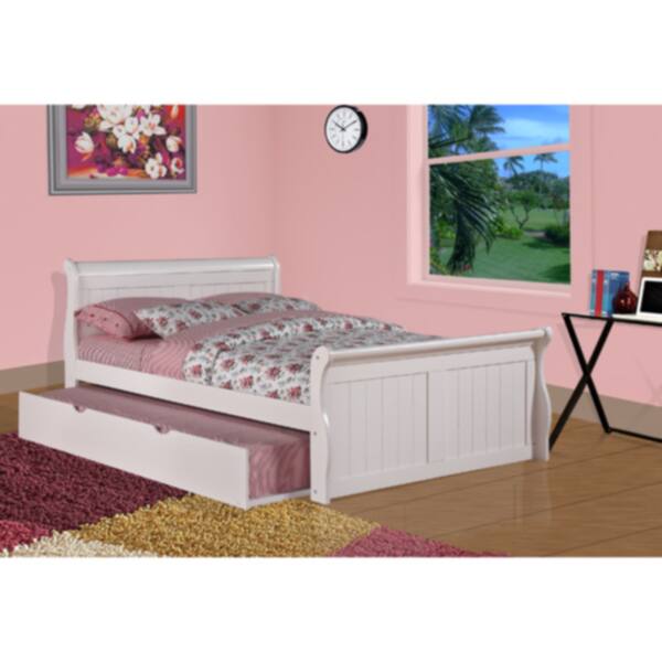 Donco Kids White Sleigh Bed with Trundle