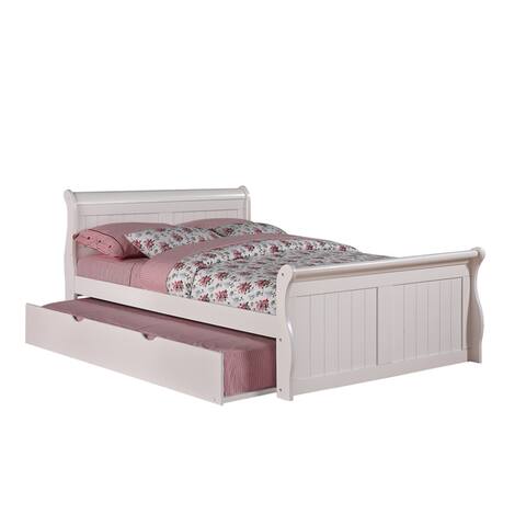 Donco Kids White Sleigh Bed with Trundle